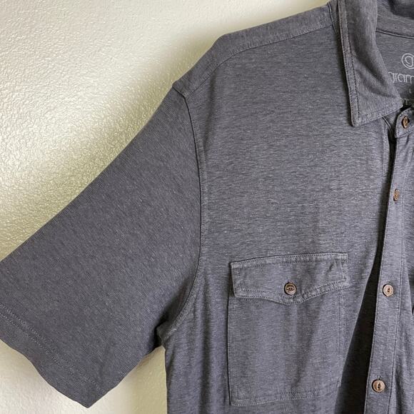 Gramicci NPT Hemp Cotton Shirt Mens Large Gray Short Sleeve Button Up Casual - Picture 5 of 8